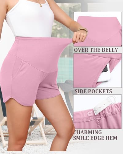 3 Pack Women's Maternity Shorts - color: Pink, Dark Heather Grey, Black, size: X-Large