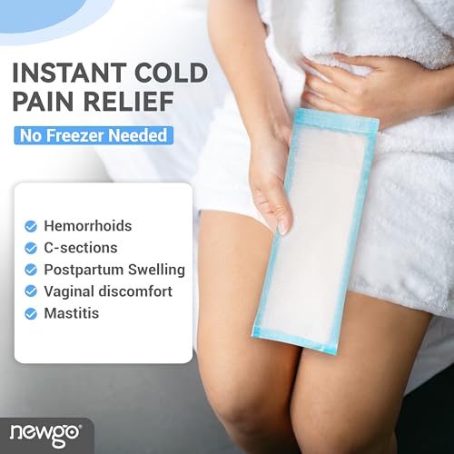 NEWGO 2 Breast Ice Packs and 12 Pcs Disposable Perineal Cold Packs