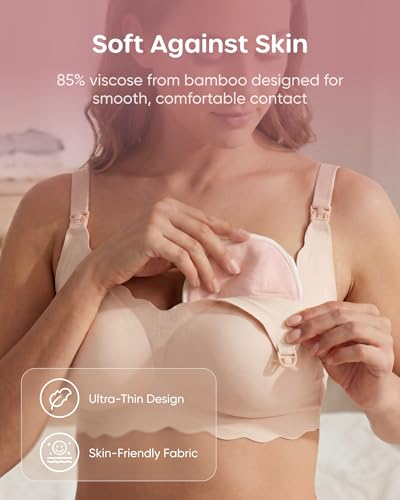 Nuliie Reusable Nursing Pads 14 Pack (7 Pairs), Contour Cup Shape for Better Coverage, Ultra Thin Breast Pads for Leaking Milk, Washable Breastfeeding Pads with Laundry Bag & Wet Bag - size: 14 Count
