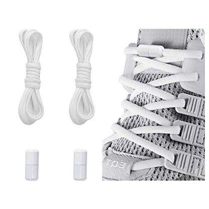 Elastic No Tie Shoe Laces For Adults,Kids,Elderly,One Size Fits All - color: White