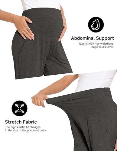 Viscose from Bamboo Maternity Wide Leg Lounge Pajama Pants - color: Dark Grey, size: Small