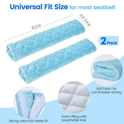 Amooca 2 Pack Seat Belt Covers Soft Shoulder Pad for Cars & Backpack - color: Light Blue