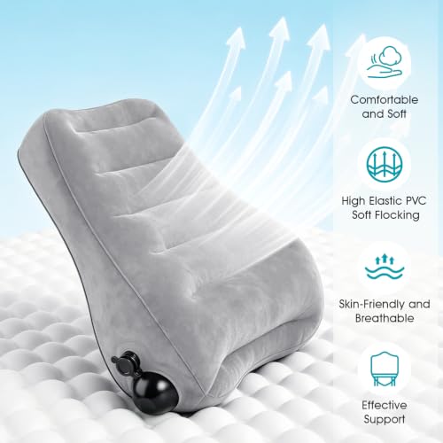 Portable Lumbar Pillow Inflatable Support Pillow - Inflatable Waist Cushion - color: Grey