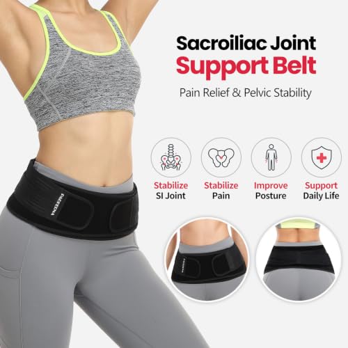 Sacroiliac SI Joint Hip Belt for Women Men - Lower Back Support Brace - size: PLUS (Hip Size 44-55 inch)’
