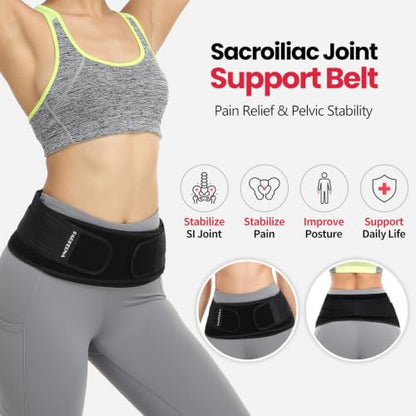 Sacroiliac SI Joint Hip Belt for Women Men - Lower Back Support Brace - size: PLUS (Hip Size 44-55 inch)’
