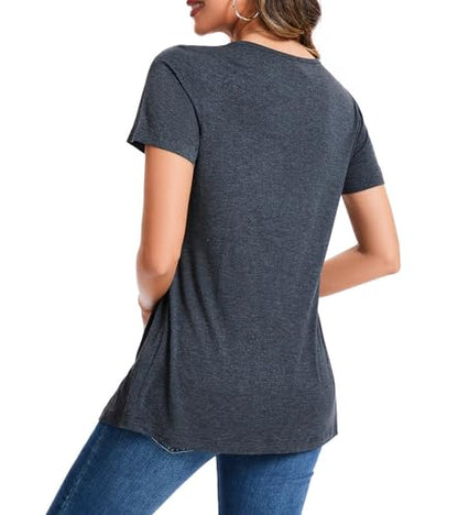 Sosolism Women's Maternity Nursing Shirts for Breastfeeding Ruched S-XXL - color: Dark Grey, size: XX-Large