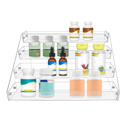 PMMASTO 4-Tier Clear Acrylic Spice Rack Organizer for Cabinet Countertop - size: 4 Tier - inner width 1.93"