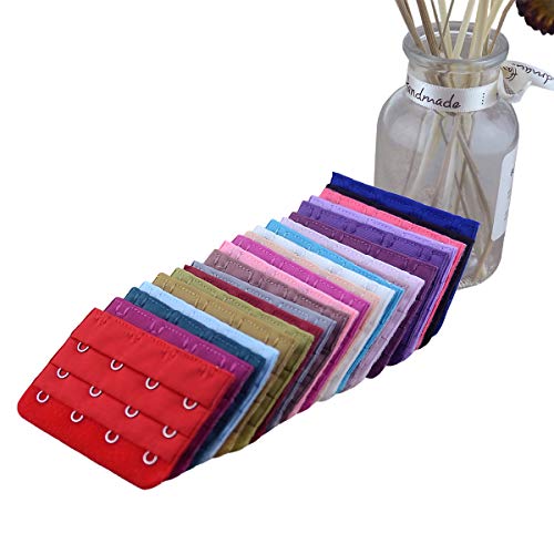 Women Bra Extender Strap 4 Hooks 3 Rows Assorted Colors Pack of 15