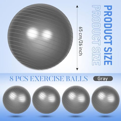 Leyndo 8 Pcs 26 Inch Large Yoga Exercise Ball - color: Gray