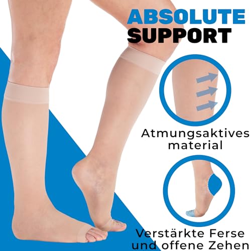 ABSOLUTE SUPPORT Women Knee High Compression Socks 15-20mmHg, Nude, Large - color: Nude, size: Large