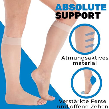 ABSOLUTE SUPPORT Women Knee High Compression Socks 15-20mmHg, Nude, Large - color: Nude, size: Large