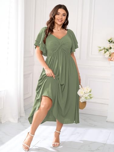 SCOMCHIC Women's Plus Size Cocktail Dress - color: Sage Green, size: XX-Large Plus