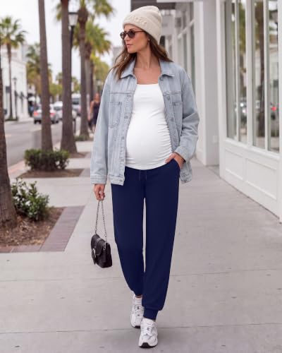 G4Free EverGoing Maternity Joggers with Pockets Drawstring Pregnancy Pants - color: Royal Blue, size: X-Small