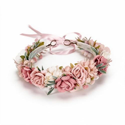 Dusty Pink Flower Crown for Girls Birthday Party - color: Dusty Pink-Child