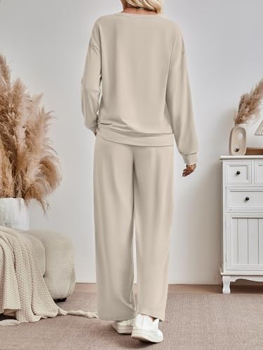 AUTOMET Womens Sweatsuits 2 Piece Lounge Matching Sweat Sets Fall Outfits - color: Khaki, size: Small