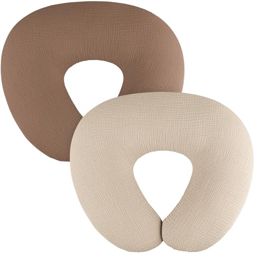 MairMore 2 Pack Muslin Nursing Pillow Covers, 100% Cotton, Cover Only - color: Khaki