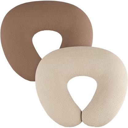 MairMore 2 Pack Muslin Nursing Pillow Covers, 100% Cotton, Cover Only - color: Khaki