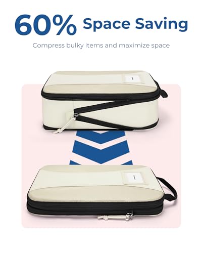 BAGSMART Compression Packing Cubes, Lightweight Travel Essentials - color: Light Beige, size: 8 Set