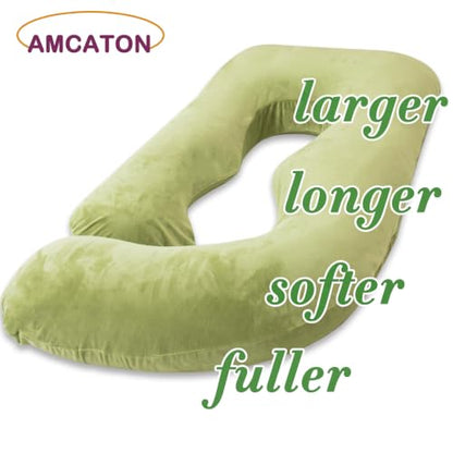 60 Inch Pregnancy Pillow for Sleeping (Green- Memory Foam) - color: Green- Memory Foam