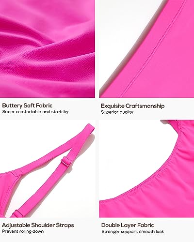 INLYRIC Women's Unlined Wireless Sports Bralette - color: Bright Pink, size: Large