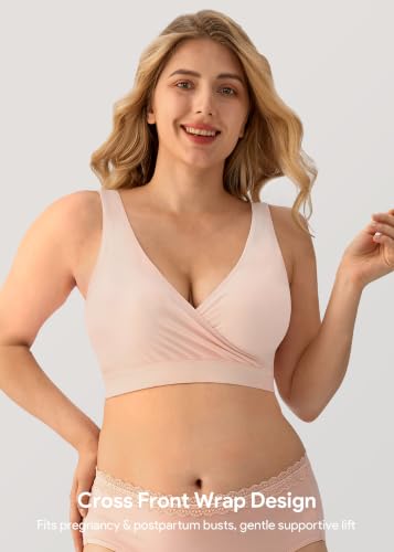 HBselect Maternity Nursing Sleep Bra for Breastfeeding Wireless Bralette - color: Black/Gray/Purple/Pink/Beige, size: X-Large