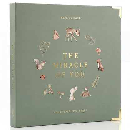 Keepsake Baby Memory Book for Boys and Girls - Timeless First 5 Year Book - color: Sage