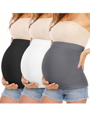 Rheane Maternity Band Belly Band Maternity Support Belt (Black+White+Dark Grey 2) - color: H. Black+White+Dark Grey, size: 2