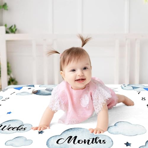 Vintage Retro Propeller Plane It's a Boy Baby Monthly Milestone Blanket