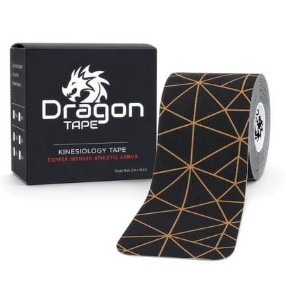 Dragon Tape Copper Infused Kinesiology Tape, Black, Single Roll - color: Black, size: Single Roll
