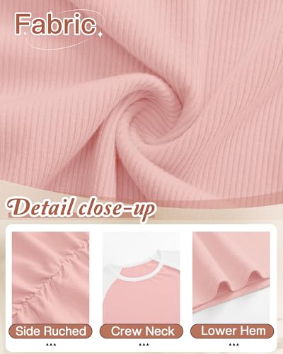 Neer 3 Pack Maternity Long Sleeve Shirts Ribbed Pregnancy Tops - color: Dark Gray, Haze Blue, Pink, size: Small
