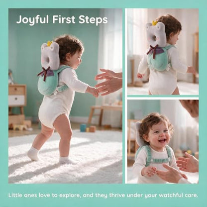 Baby Head Protector Backpack - Soft & Lightweight Fall Cushion Backpack for Toddlers Walking and Crawling (Green Frog) - color: Green Frog