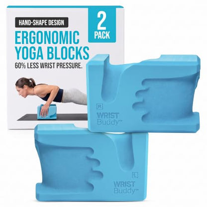 WRISTBuddy® Yoga Blocks 2 Pack, High Density Non-Slip, Hand-Shaped Design - color: Teal