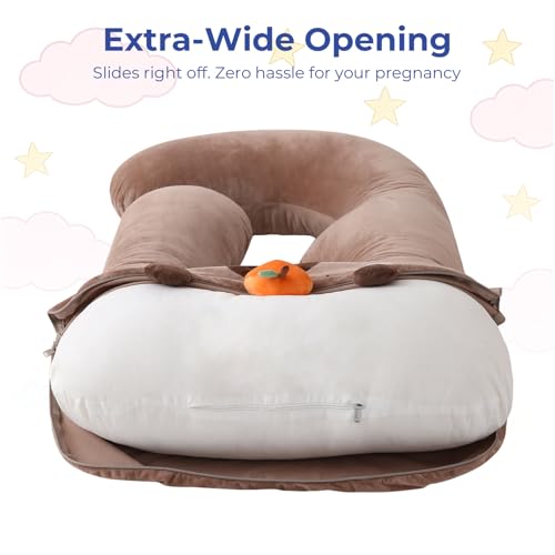 Sasttie Velvet Pregnancy Pillow Cover, U-Shaped, Brown - color: Brown