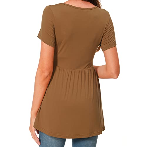 Bearsland Short Sleeve Maternity Top - color: Black&iron Grey&mocha Brown, size: Large