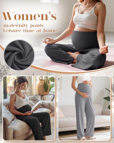 3 Pack Women's Maternity Lounge Pants with Pockets S 3Color