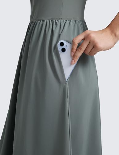 CRZ YOGA Square Neck Maxi Casual Dress - color: Grey Sage, size: Medium