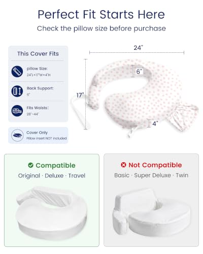 Nursing Pillow Cover Compatible with My Breast Friend Deluxe/Original - color: Pink Dots