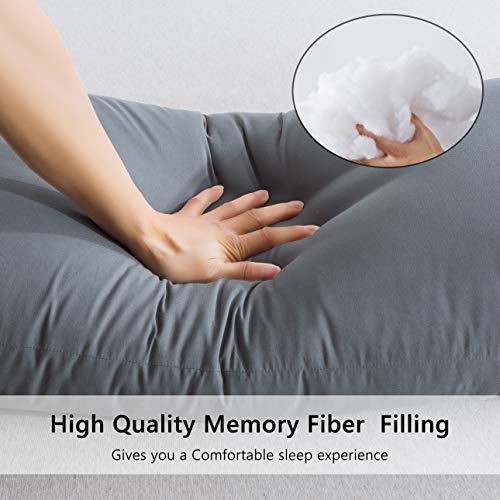 ELNIDO QUEEN Body Pillow with Pillowcase - Soft Long Bed Pillow for Adults - Breathable Full Body Pillow Insert for Sleeping, 20x54inches, Grey - color: Grey