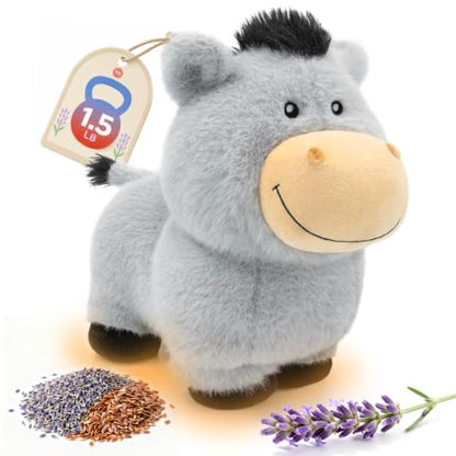 IKASA Microwavable Stuffed Animal Donkey Plush, Heating Weighted 1.5 lbs - color: Blue Donkey