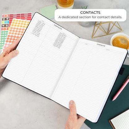 Clever Fox Appointment Book, 15-Minute Daily Planner, Undated Black - color: Black