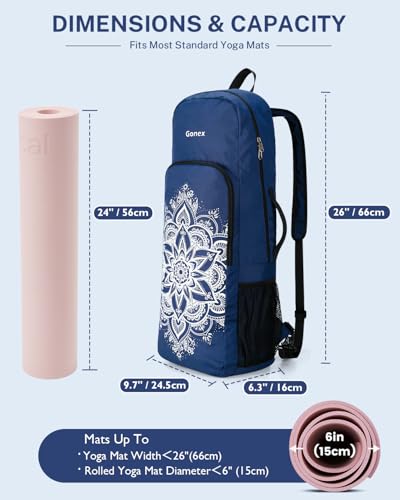 Gonex Yoga Mat Bag Convertible Backpack Blocks Carrier with Wet Pocket - color: Blue