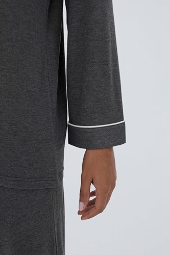 Cherrydew Women's Bamboo Viscose Cooling Long Sleeve Button Up Pajama Set - color: Charcoal, size: Small