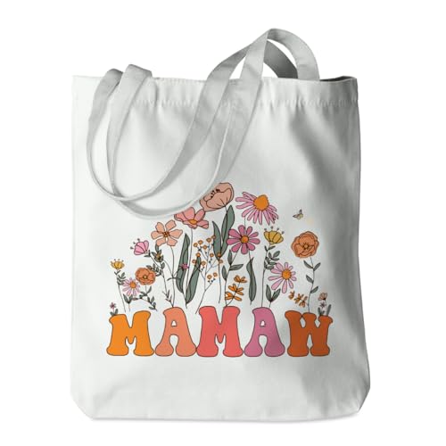 Grandma Gifts Tote Bag Birthday Mothers Day Retirement Gifts for Women Mama Nana Mimi Shoulder Bag Reusable Grocery Bags - color: Mamaw