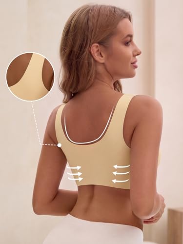 Allegra K Women Nursing Bra Crossover Maternity Pullover Sleep Bralette - color: Beige, size: Small
