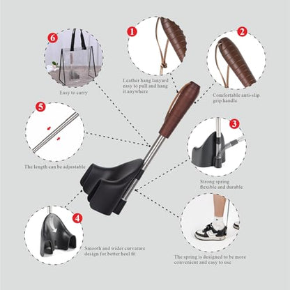 Shoe Horn Long Handle for Seniors - 10-31 Inch Telescopic Shoe Funnel