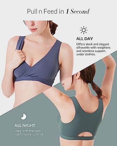 Mamaway Silky Crossover Nursing Maternity Wireless Bra, Smooth, Soft, Cooling, No Buckle, No Show for Sleeping Breastfeeding - color: Nude, size: Small