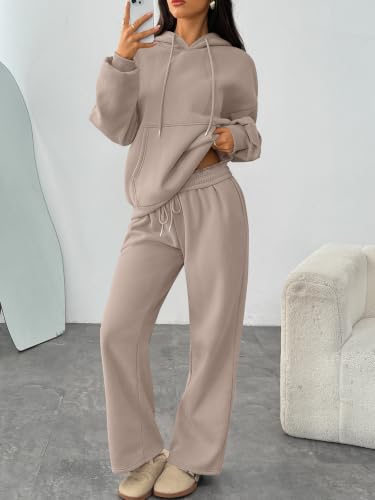Trendy Queen Womens 2 Piece Lounge Sweat Sets Matching Sweatsuits - color: Coffeegery, size: Large