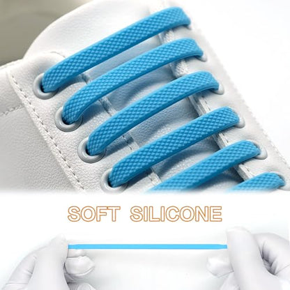 No Tie Shoelaces for Kids and Adults Stretch Silicone Elastic No Tie Shoe Laces - color: Orange