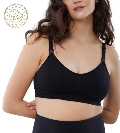 Ingrid & Isabel Basics Nursing & Pumping Bra - color: Black, size: X-Large