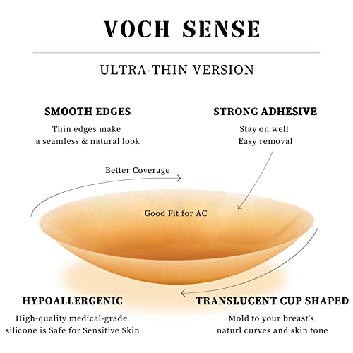 VOCH GALA Premium Nipple Covers, Sticky Bra Alternative, 2 Pairs - color: Coco, size: Medium (Fits A-C Cups)